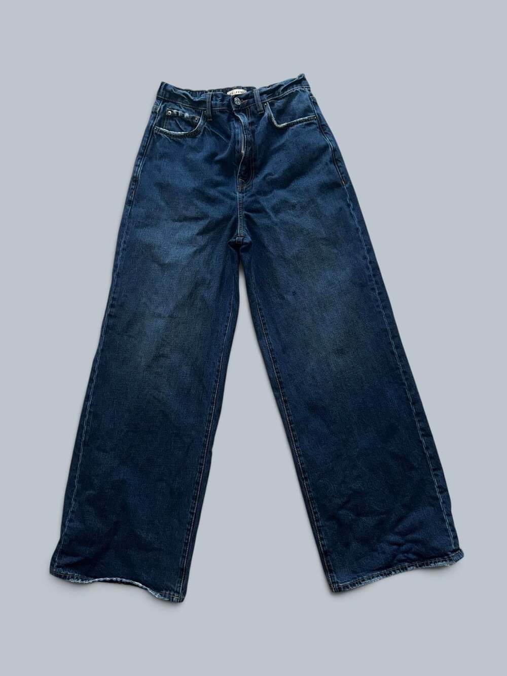 Girlfriend Wide Leg Denim Jeans Size S Dark Wash